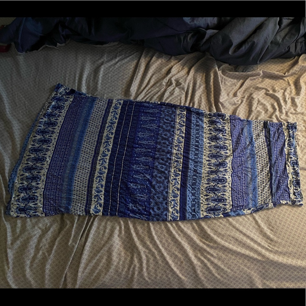 Blue patterned skirt